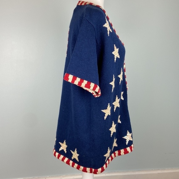 The Quacker Factory Button Down Knit Sweater American Flag Academia Size Large - Picture 8 of 16